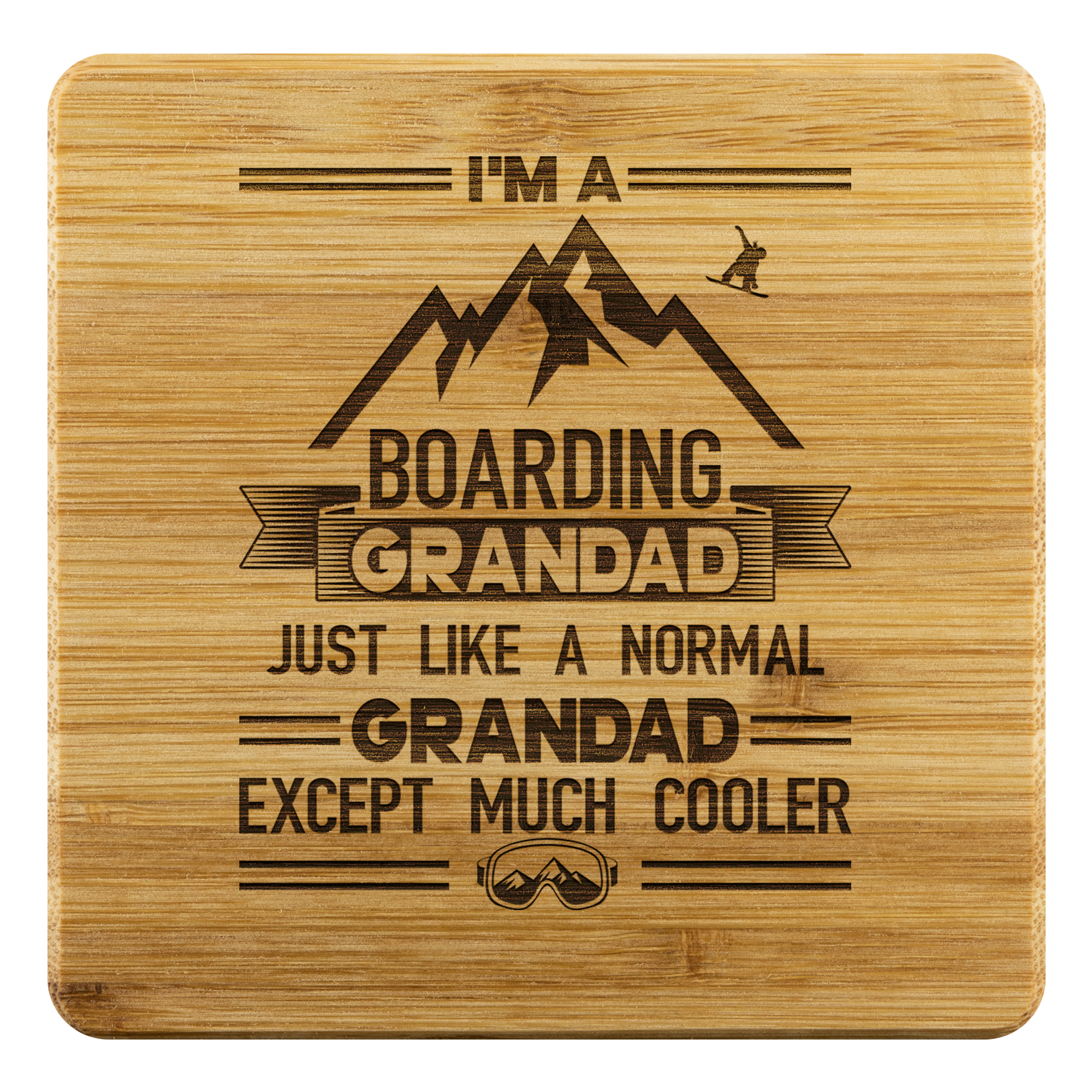 I'm A Boarding Grandad Bamboo Coaster - Powderaddicts