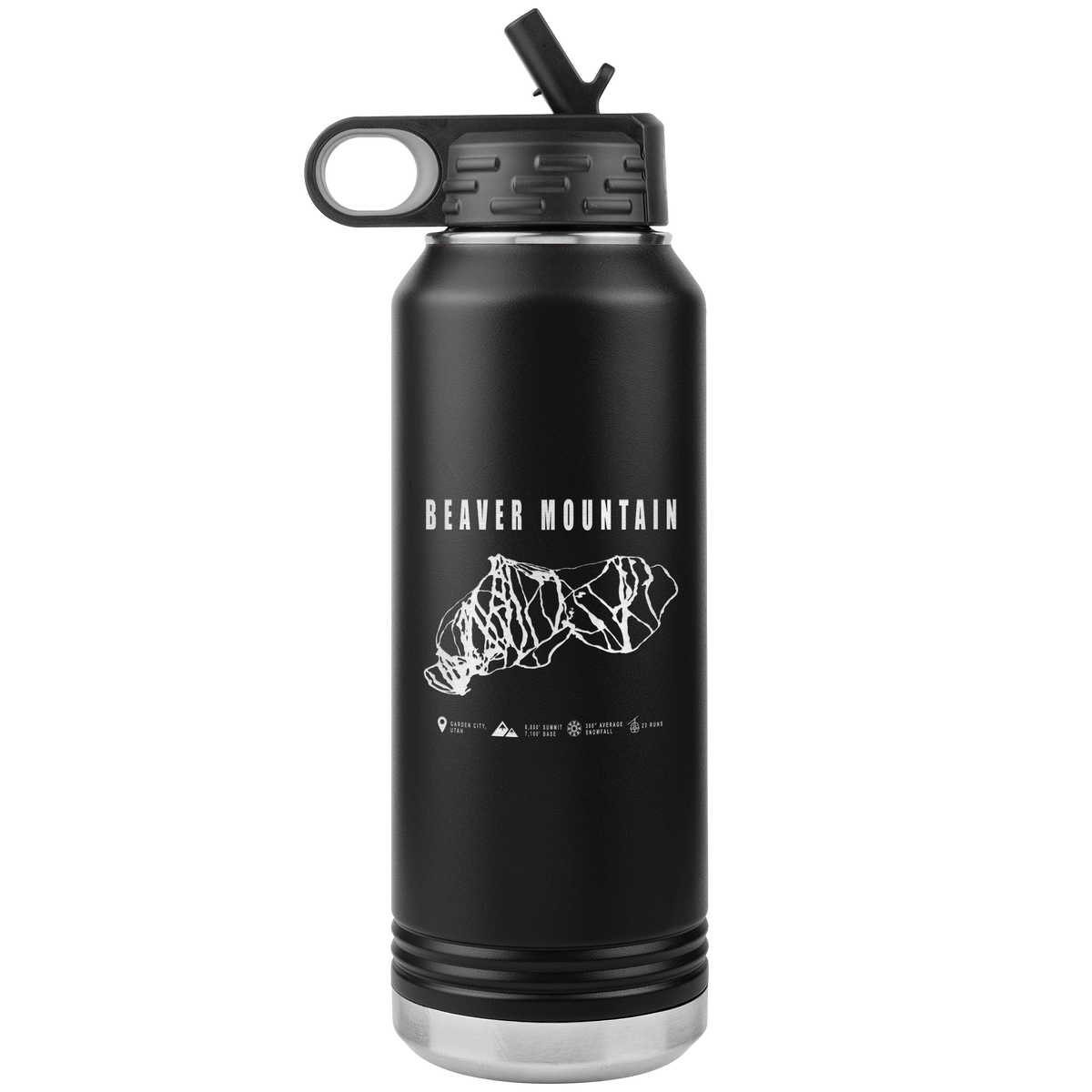 Brian Head,Utah Ski Trail Map 32oz Water Bottle Tumbler - Powderaddicts