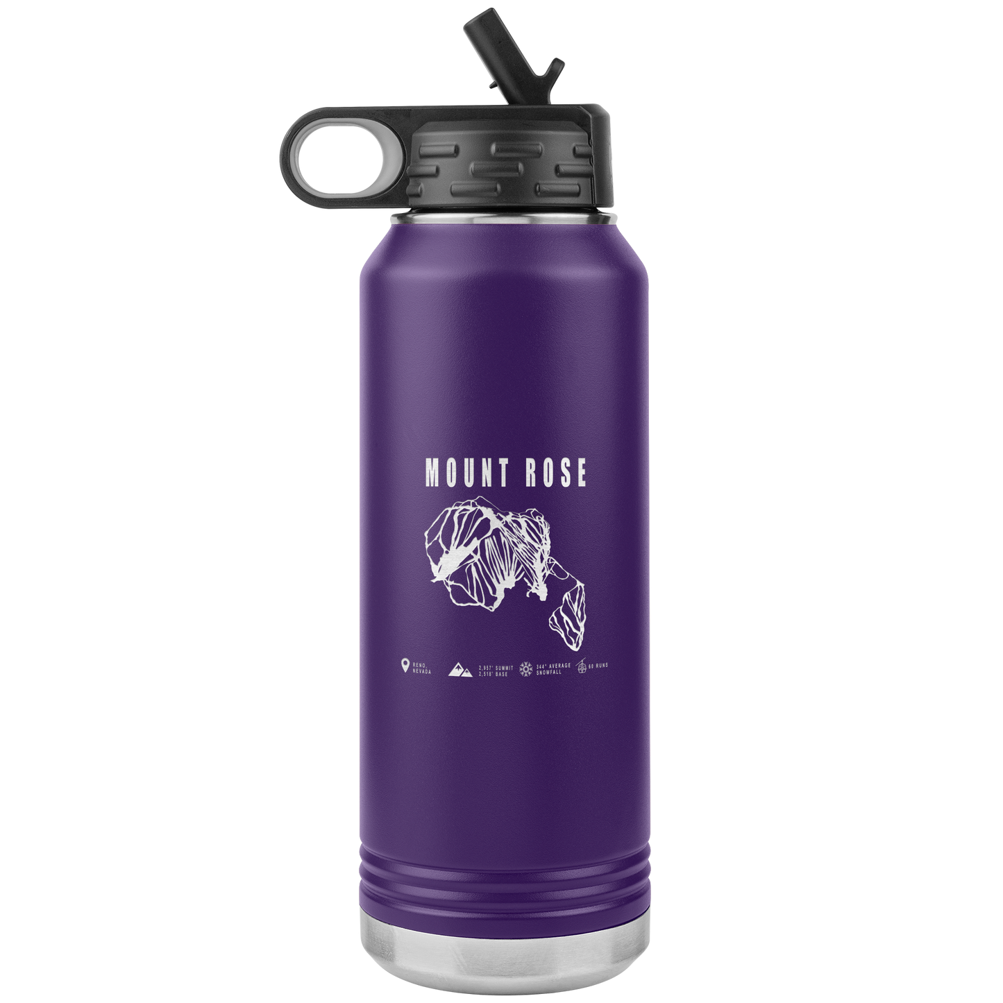 Mount Rose, Nevada Ski Trail Map 32oz Water Bottle Tumbler - Powderaddicts