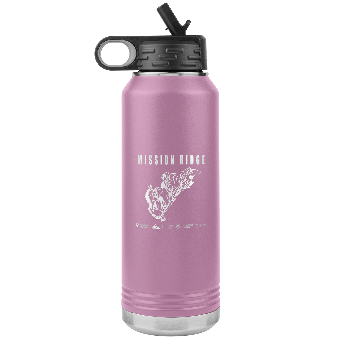 Mission Ridge, Washington Ski Trail Map 32oz Water Bottle Tumbler - Powderaddicts