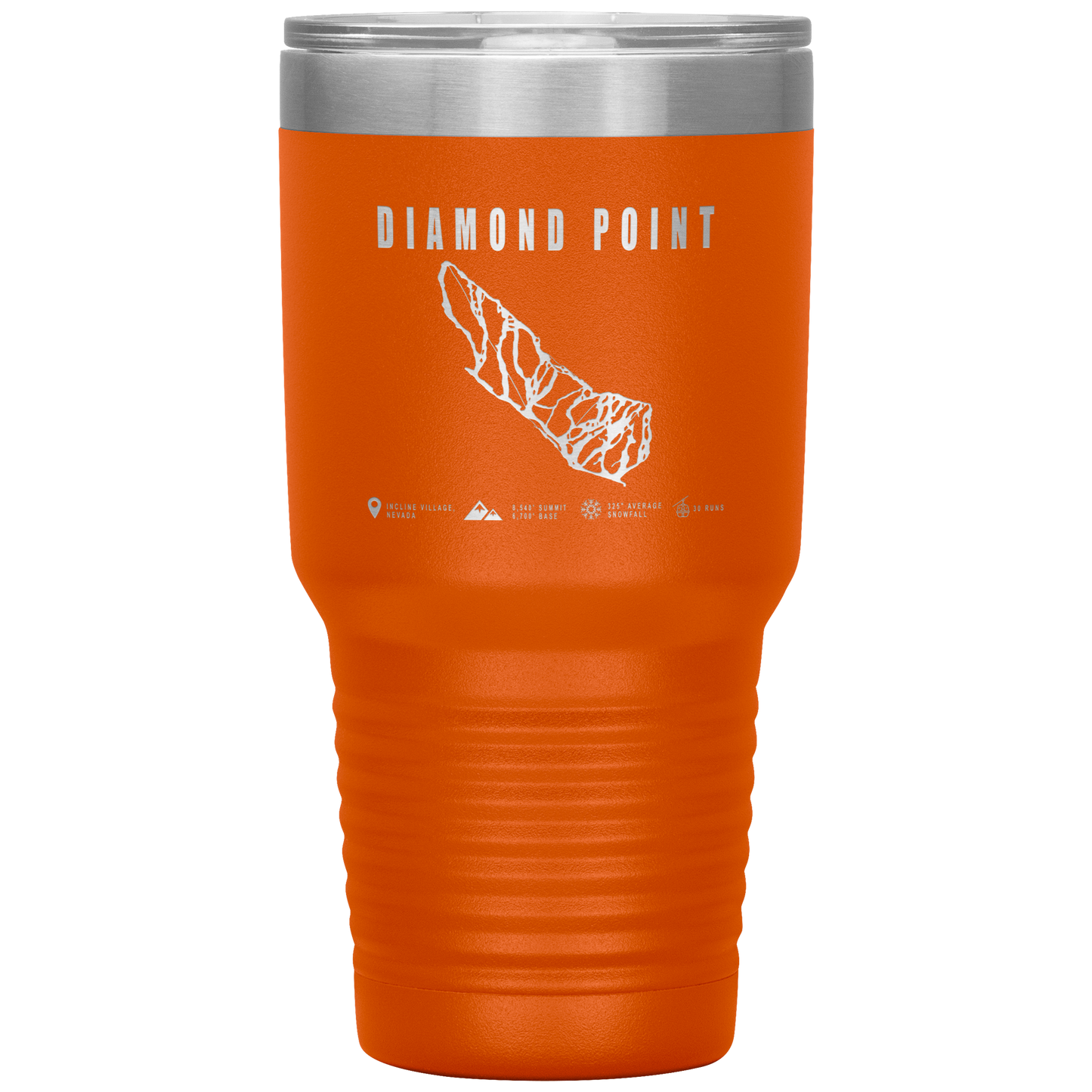 Diamond Point, Nevada Ski Trail Map 30oz Tumbler - Powderaddicts