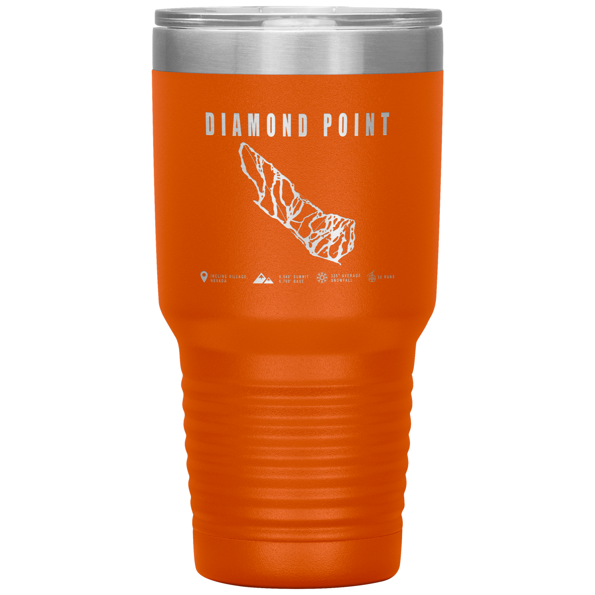 Diamond Point, Nevada Ski Trail Map 30oz Tumbler - Powderaddicts
