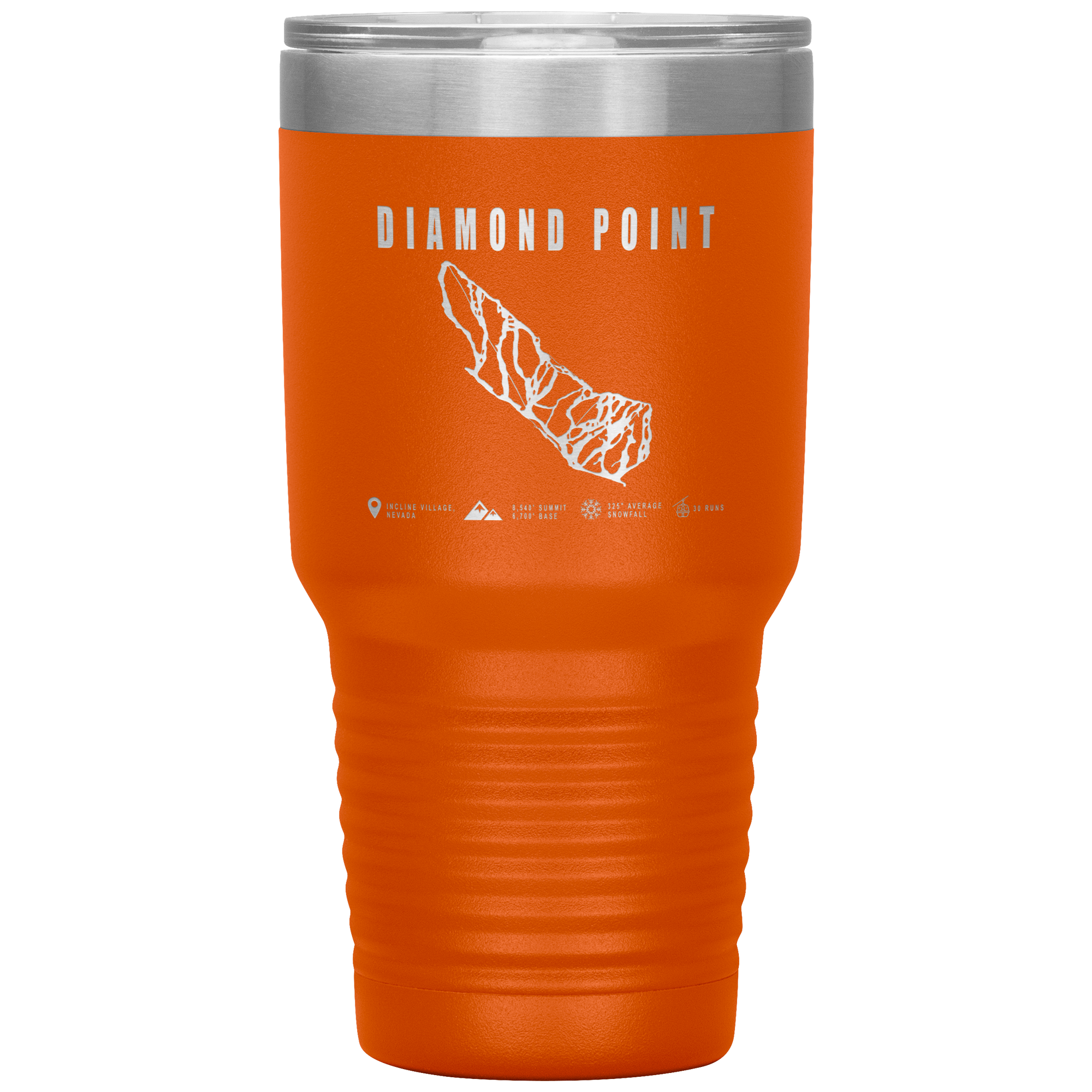 Diamond Point, Nevada Ski Trail Map 30oz Tumbler - Powderaddicts