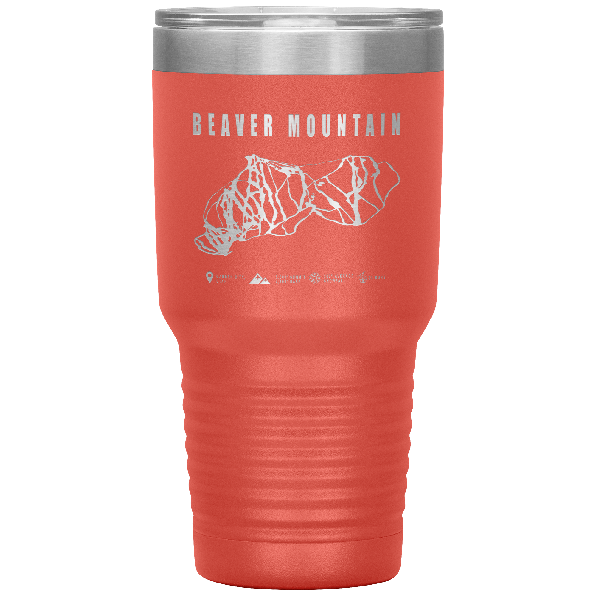 Beaver Mountain,Utah Ski Trail Map 30oz Tumbler - Powderaddicts
