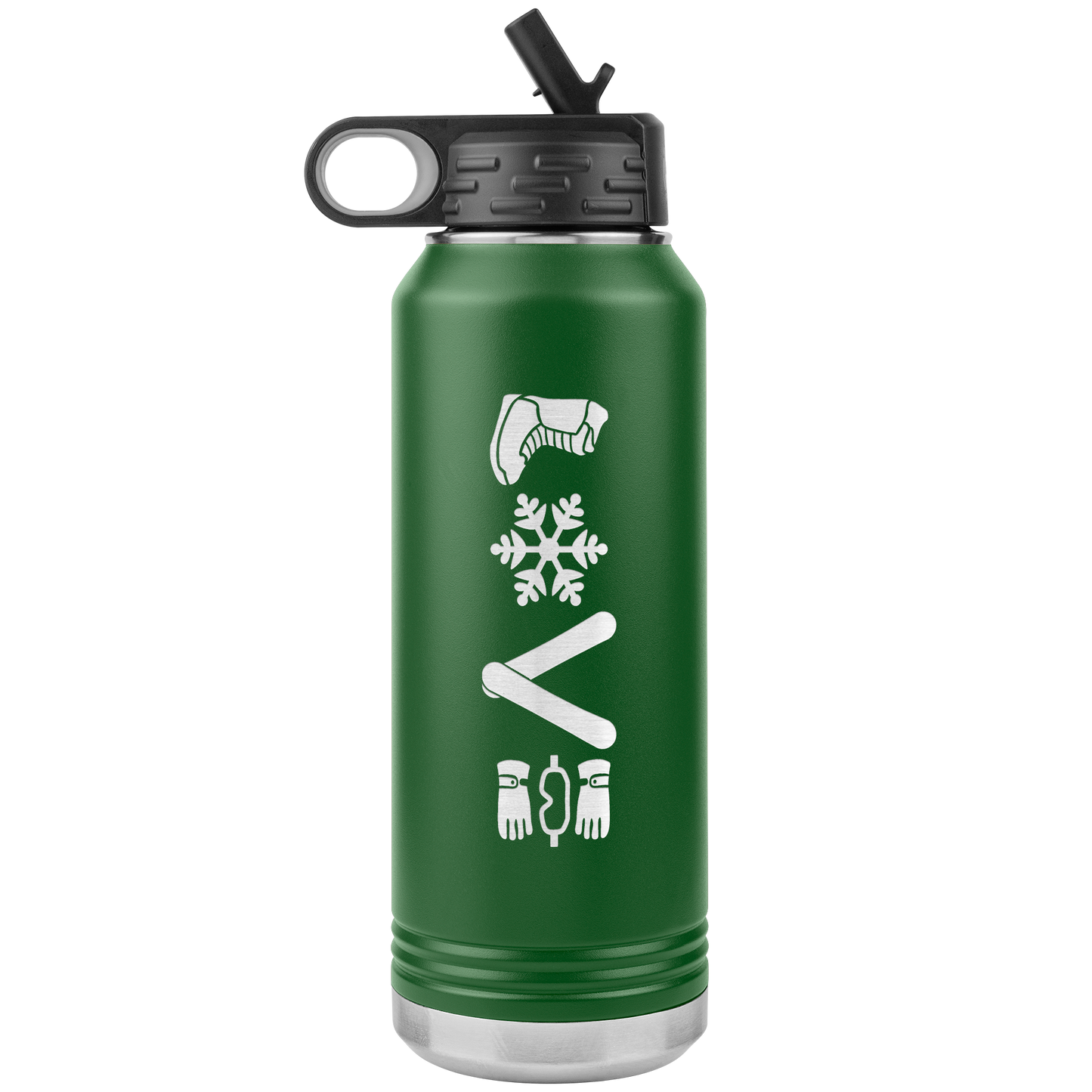 Love Snowboard Symbols 32oz Water Bottle Tumbler - Powderaddicts