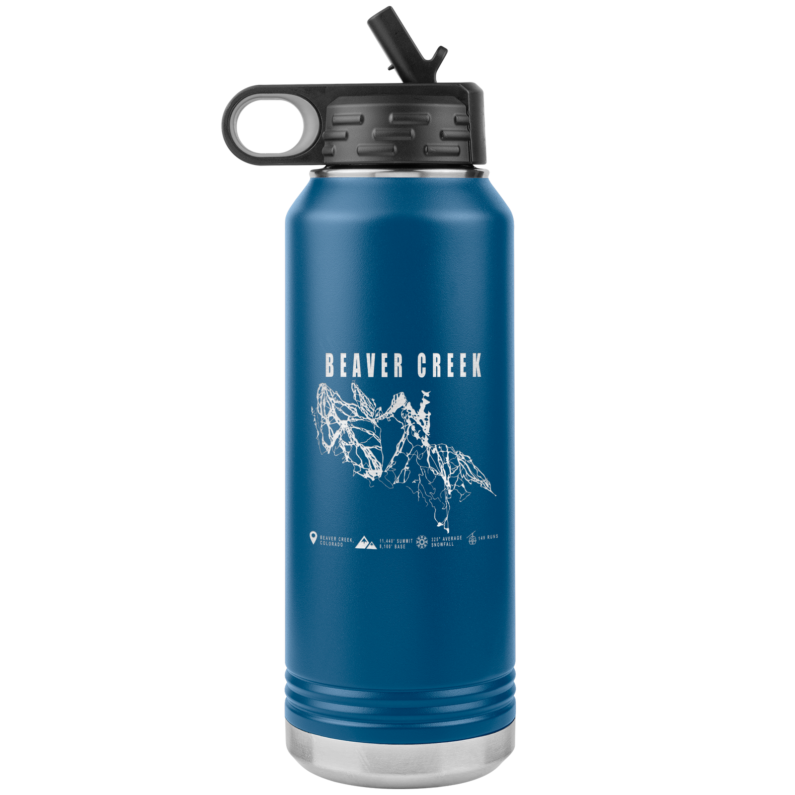 Beaver Creek Colorado Ski Trail Map 32oz Water Bottle Tumbler - Powderaddicts