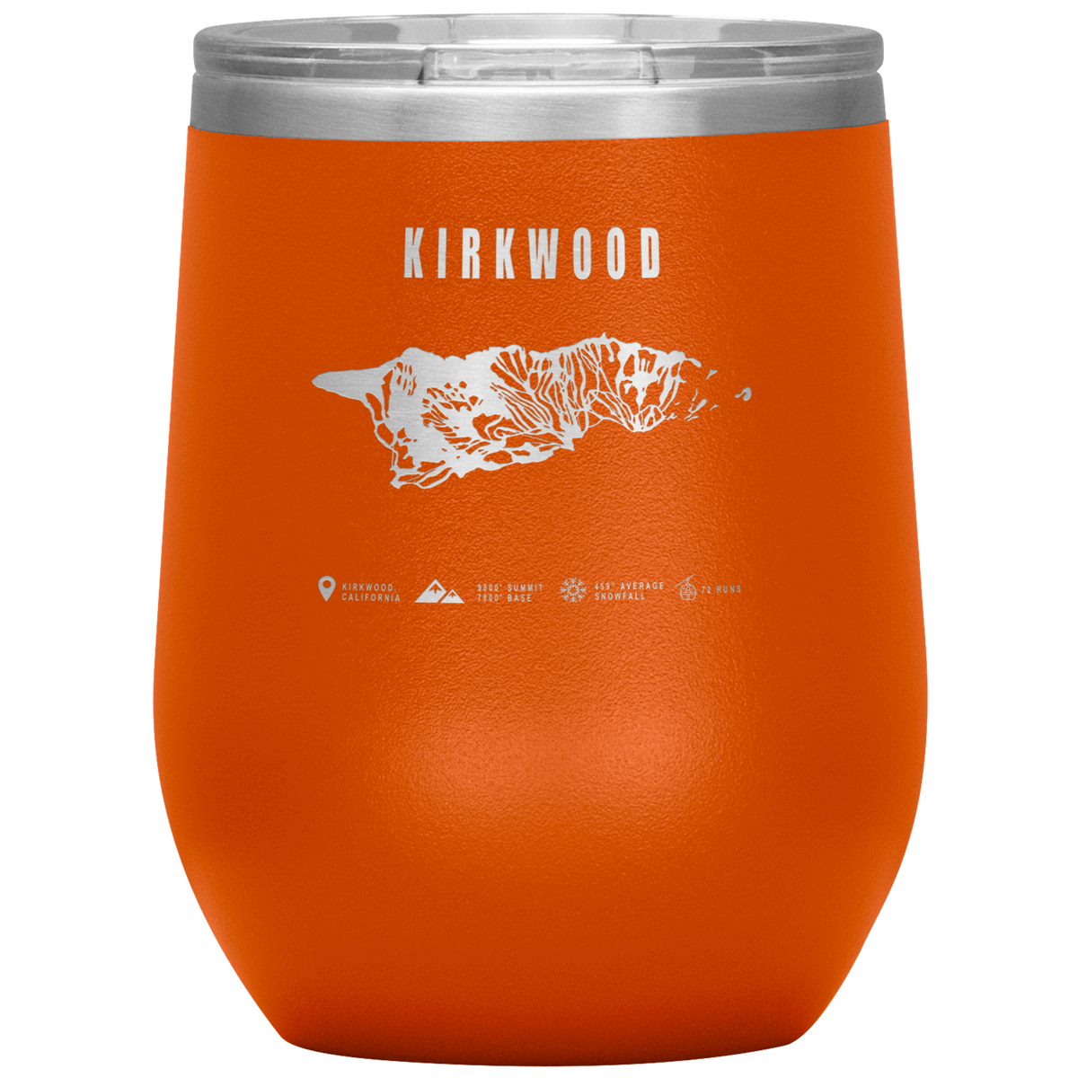 Kirkwood, California Ski Trail Map Wine 12oz Tumbler - Powderaddicts