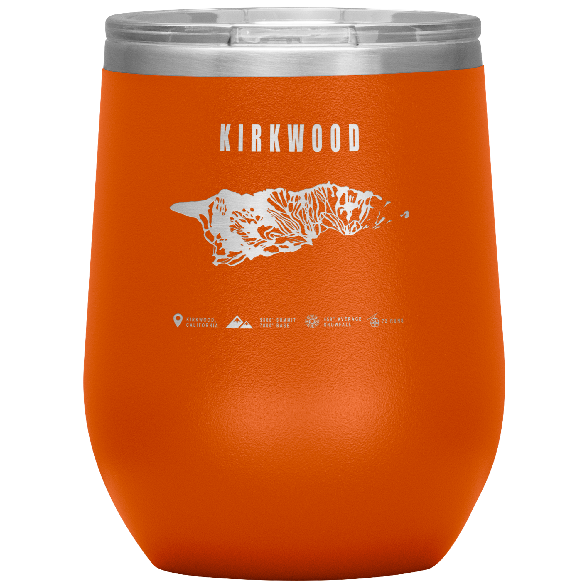 Kirkwood, California Ski Trail Map Wine 12oz Tumbler - Powderaddicts