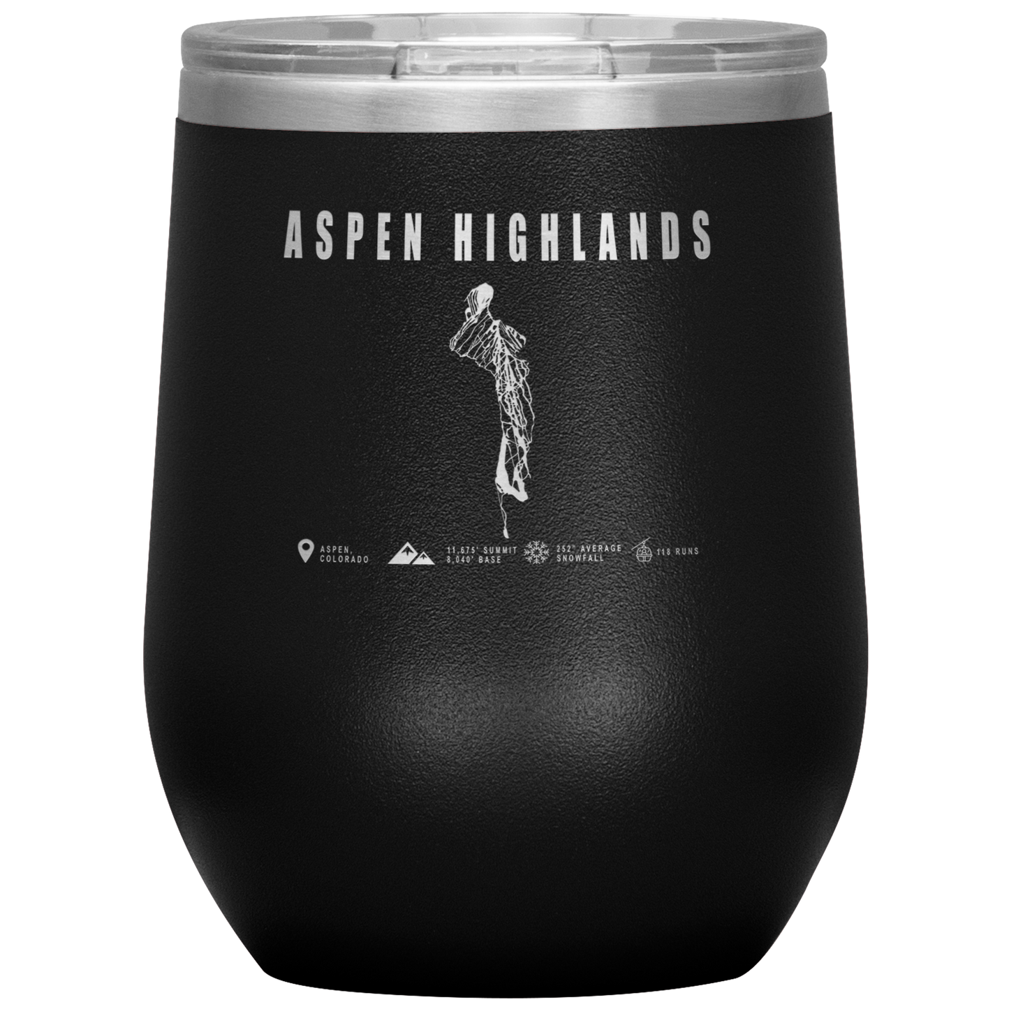 Aspen Highlands,Colorado Ski Resort Wine 12 oz Tumbler - Powderaddicts