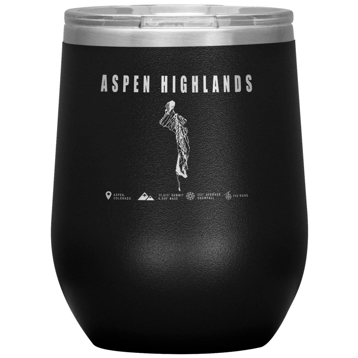 Aspen Highlands,Colorado Ski Resort Wine 12 oz Tumbler - Powderaddicts
