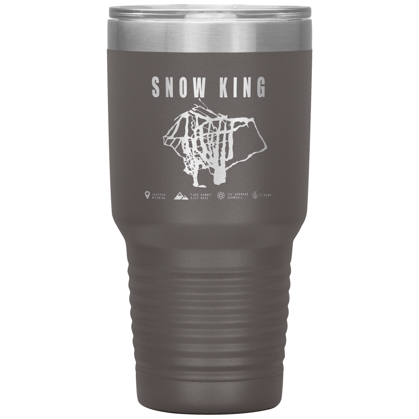 Snow King Wyoming Ski Trail Map 30oz Tumbler - Powderaddicts