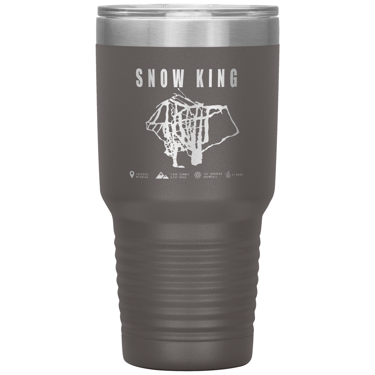 Snow King Wyoming Ski Trail Map 30oz Tumbler - Powderaddicts