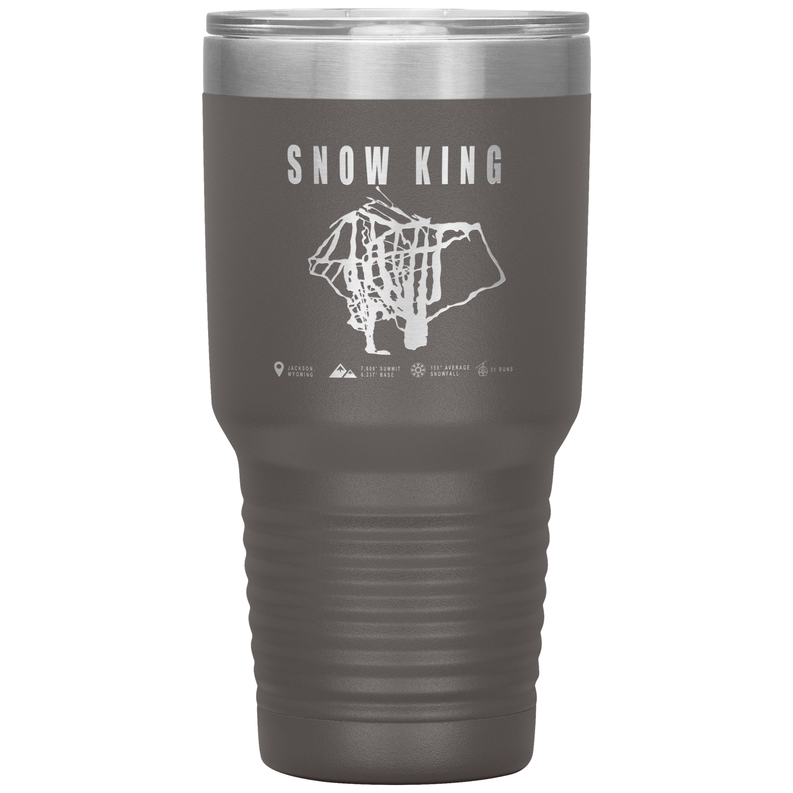 Snow King Wyoming Ski Trail Map 30oz Tumbler - Powderaddicts