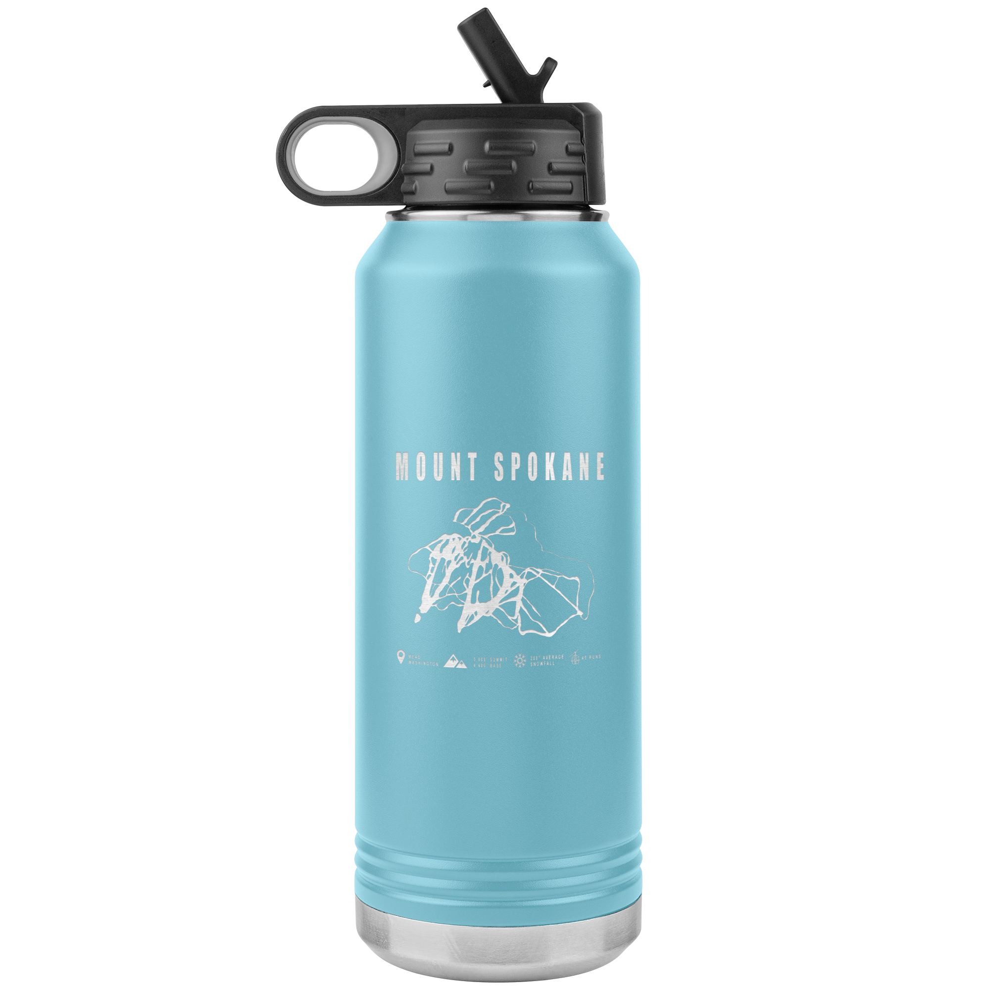 Mount Spokane, Washington Ski Trail Map 32oz Water Bottle Tumbler - Powderaddicts