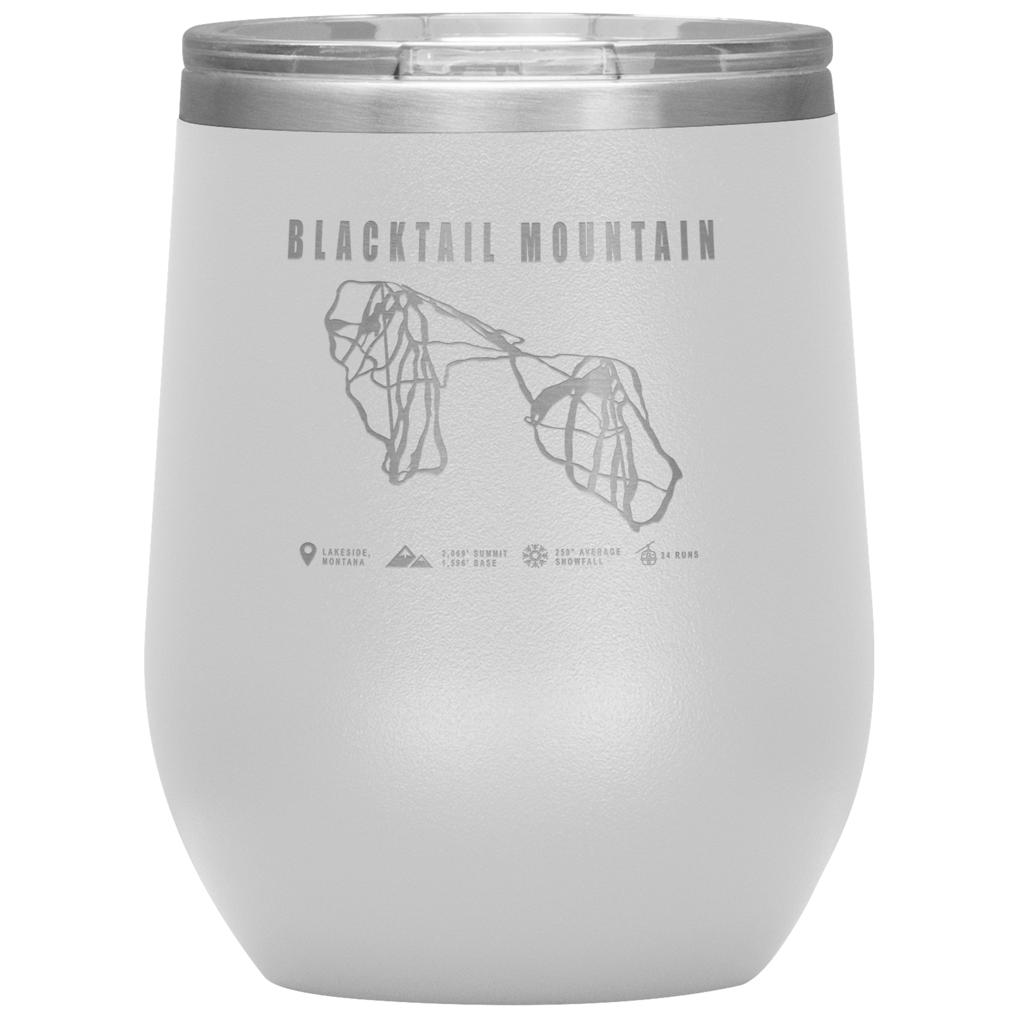 Blacktail Mountain Montana Ski Trail Map Wine 12oz Tumbler - Powderaddicts
