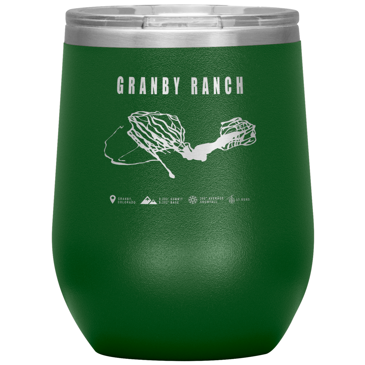 Granby Ranch Colorado Ski Trail Map Wine 12oz Tumbler - Powderaddicts