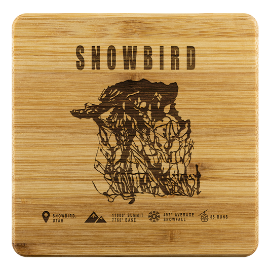 Snowbird,Utah Ski Trail Map Bamboo Coaster - Powderaddicts