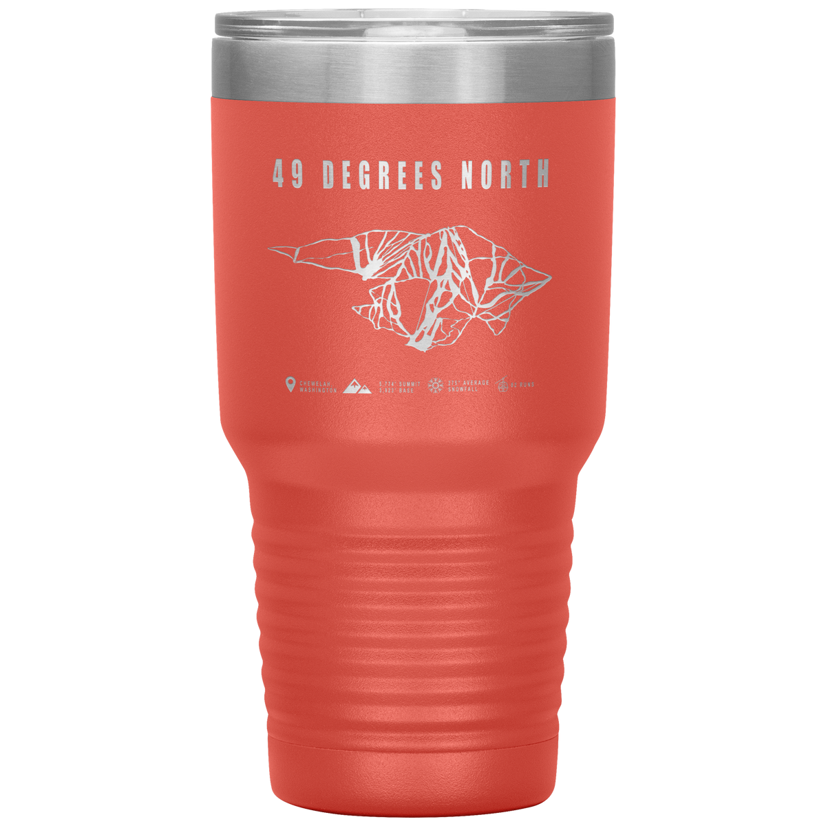49 Degrees North, Washington Ski Trail Map 30oz Tumbler - Powderaddicts