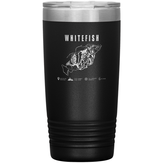 Whitefish Montana Ski Trail Map 20oz Tumbler - Powderaddicts