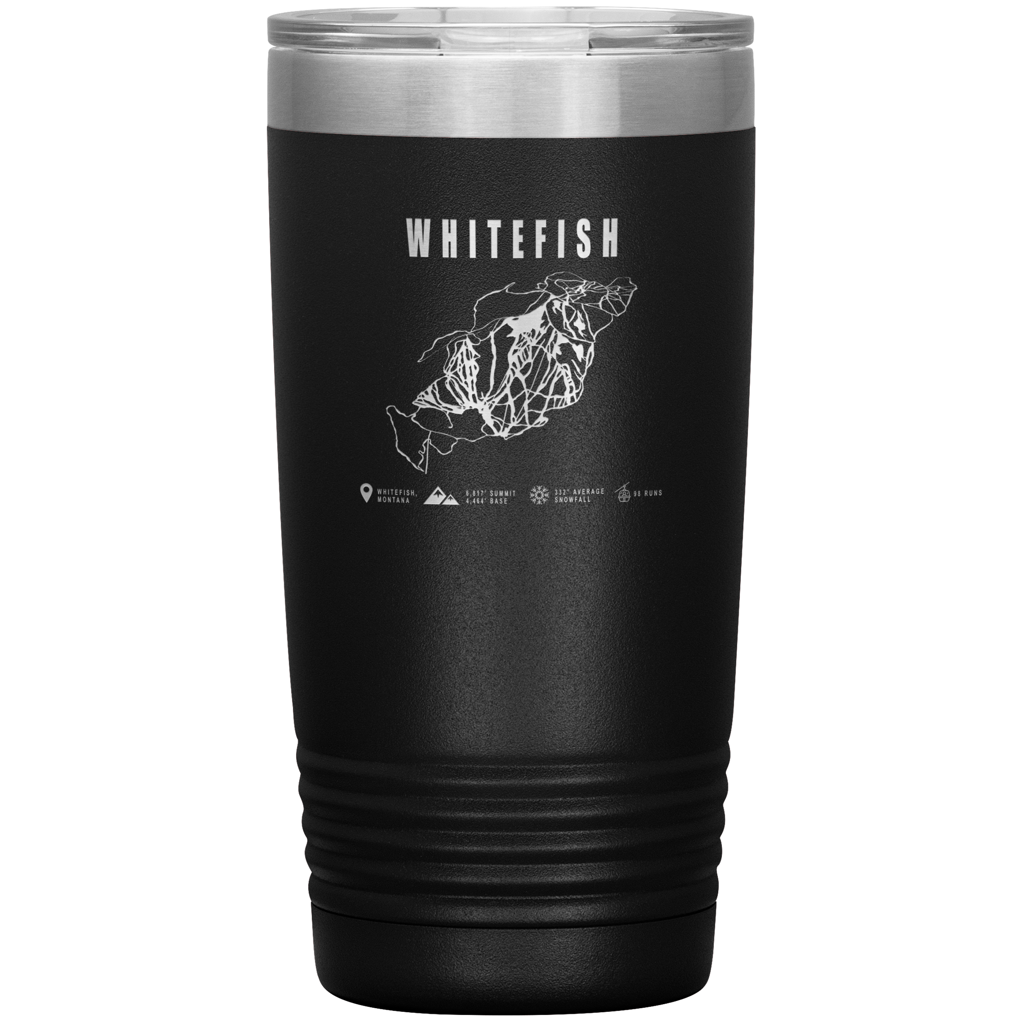 Whitefish Montana Ski Trail Map 20oz Tumbler - Powderaddicts