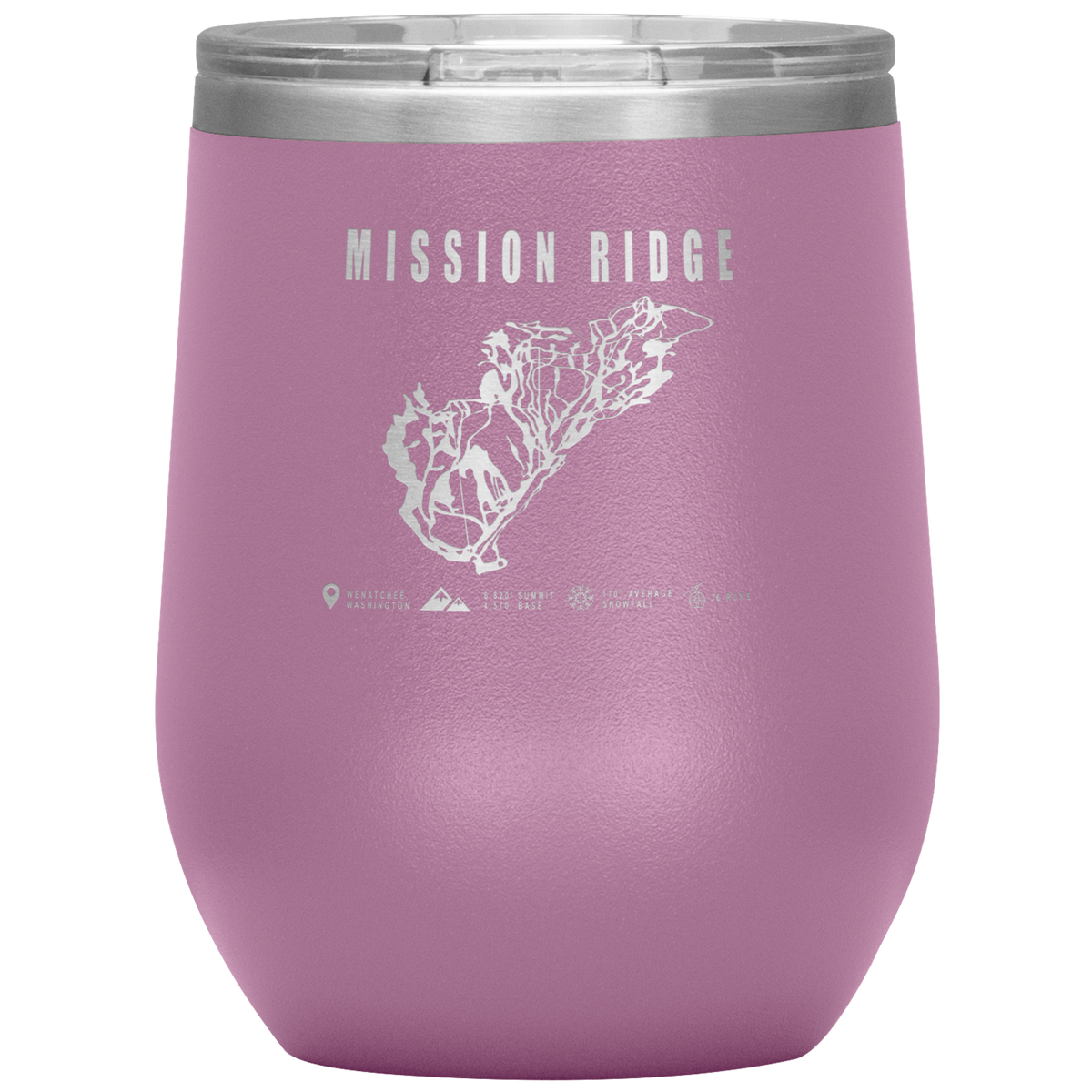 Mission Ridge, Washington Ski Trail Map Wine 12oz Tumbler - Powderaddicts