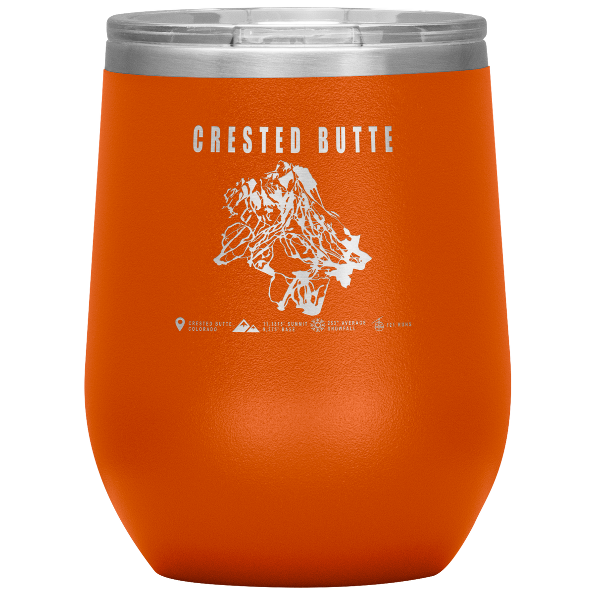Crested Butte Colorado Ski Trail Map Wine 12oz Tumbler - Powderaddicts