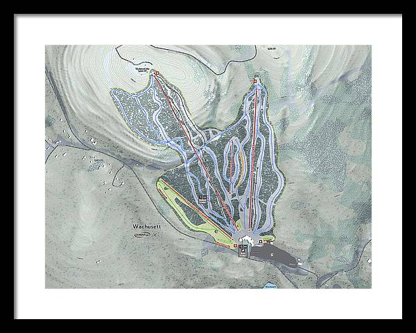 Wachusett Ski Trail Map - Framed Print - Powderaddicts