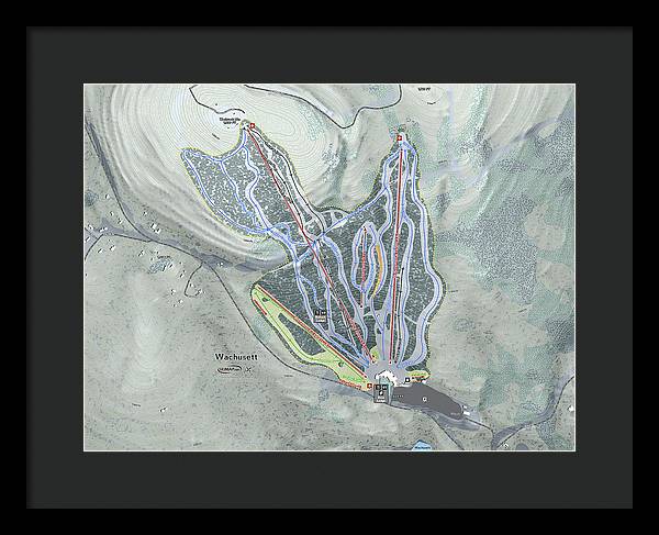 Wachusett Ski Trail Map - Framed Print - Powderaddicts