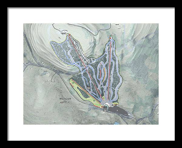 Wachusett Ski Trail Map - Framed Print - Powderaddicts