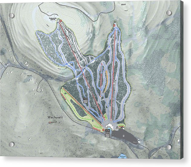 Wachusett Ski Trail Map - Acrylic Print - Powderaddicts