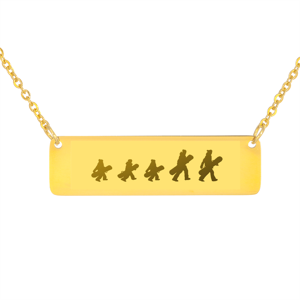 Walking Snowboarding Family - 1 Mom, 1 Dad, 3 Kids | Personalized Bar Pendant Necklace - Powderaddicts