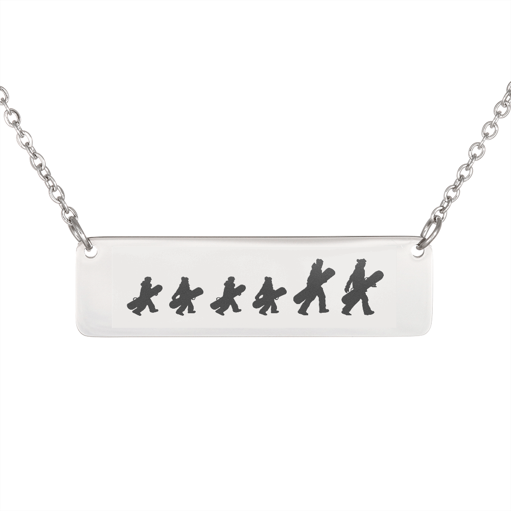 Walking Snowboarding Family - 1 Mom, 1 Dad, 4 Kids | Personalized Bar Pendant Necklace - Powderaddicts