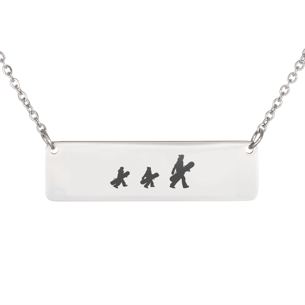 Walking Snowboarding Family - 1 Mom, 2 Kids | Personalized Bar Pendant Necklace - Powderaddicts