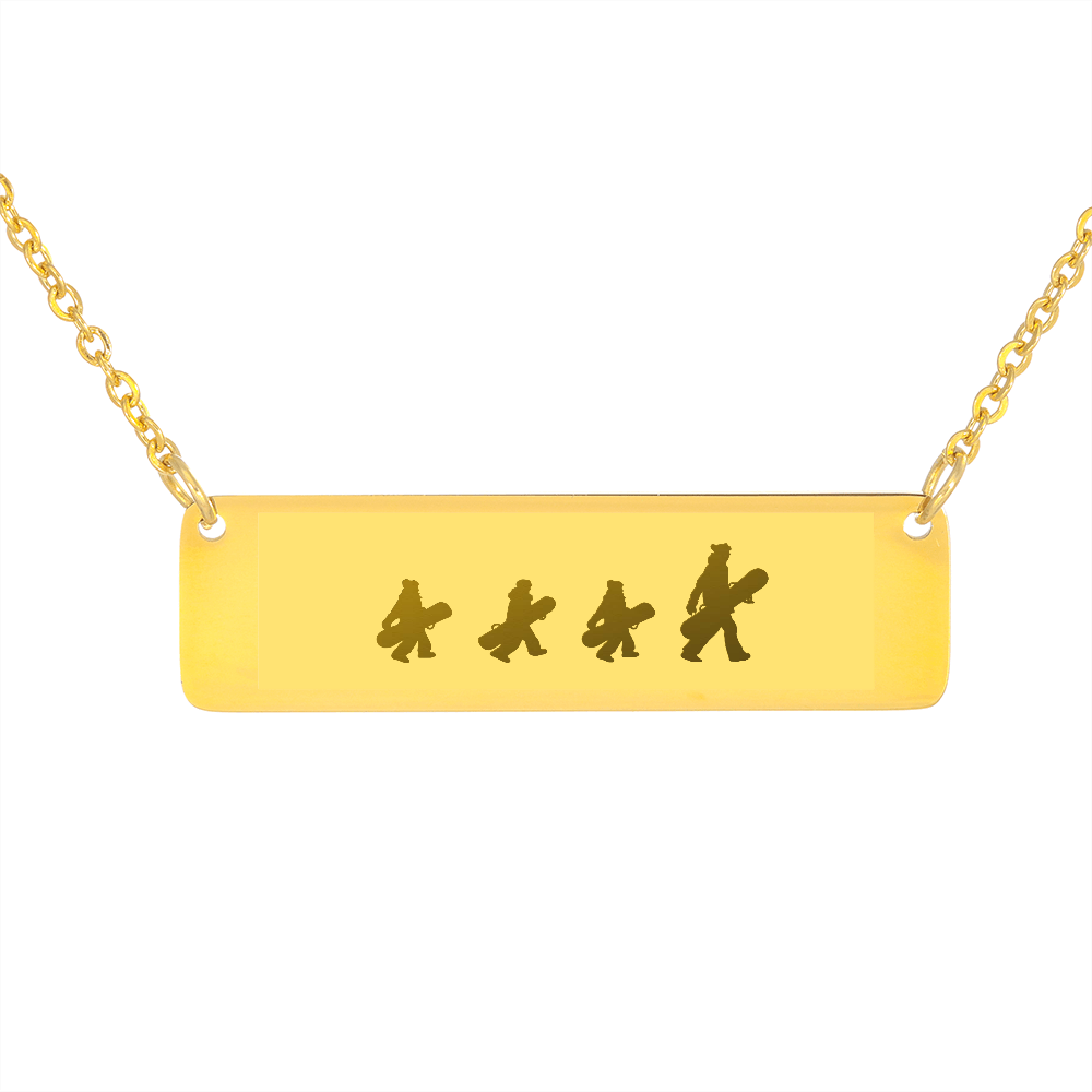 Walking Snowboarding Family - 1 Mom, 3 Kids | Personalized Bar Pendant Necklace - Powderaddicts