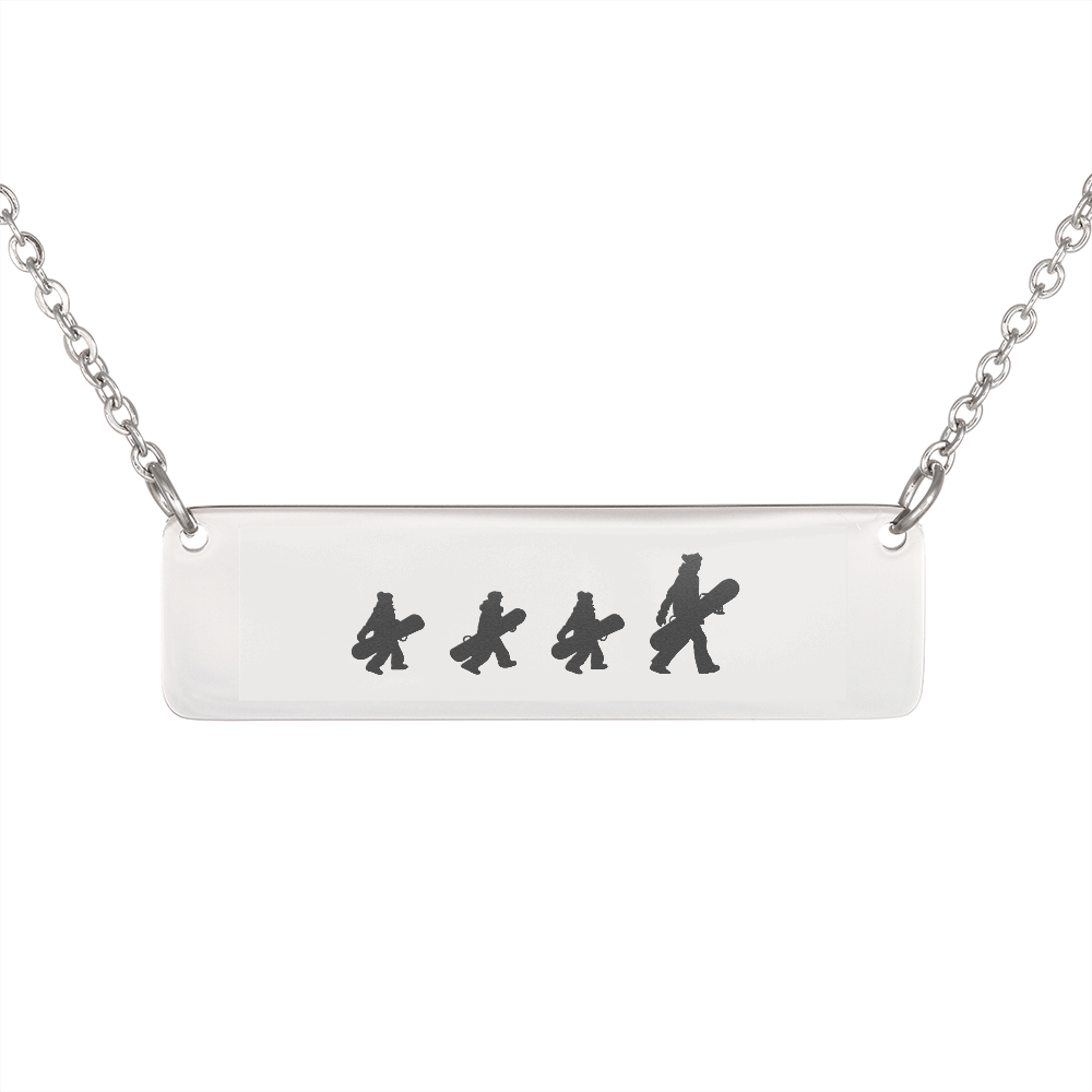 Walking Snowboarding Family - 1 Mom, 3 Kids | Personalized Bar Pendant Necklace - Powderaddicts
