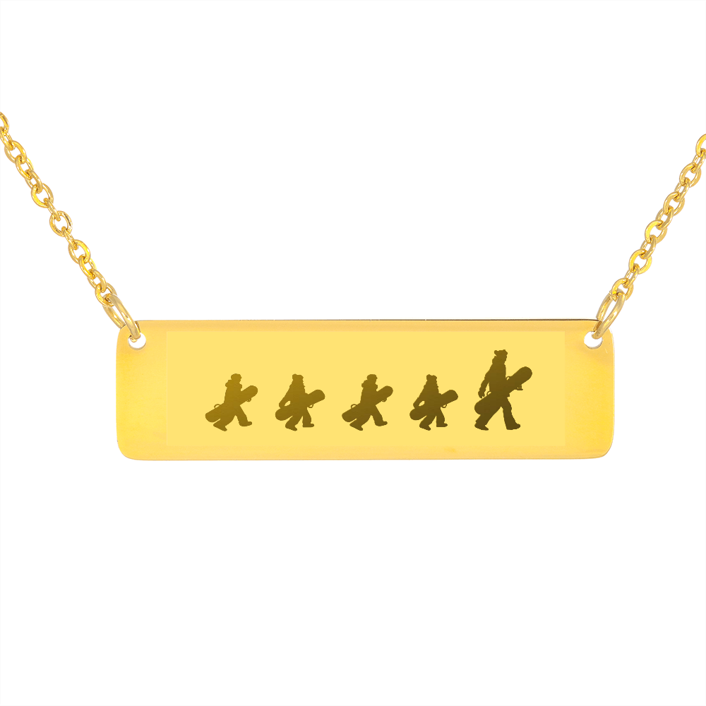 Walking Snowboarding Family - 1 Mom, 4 Kids | Personalized Bar Pendant Necklace - Powderaddicts