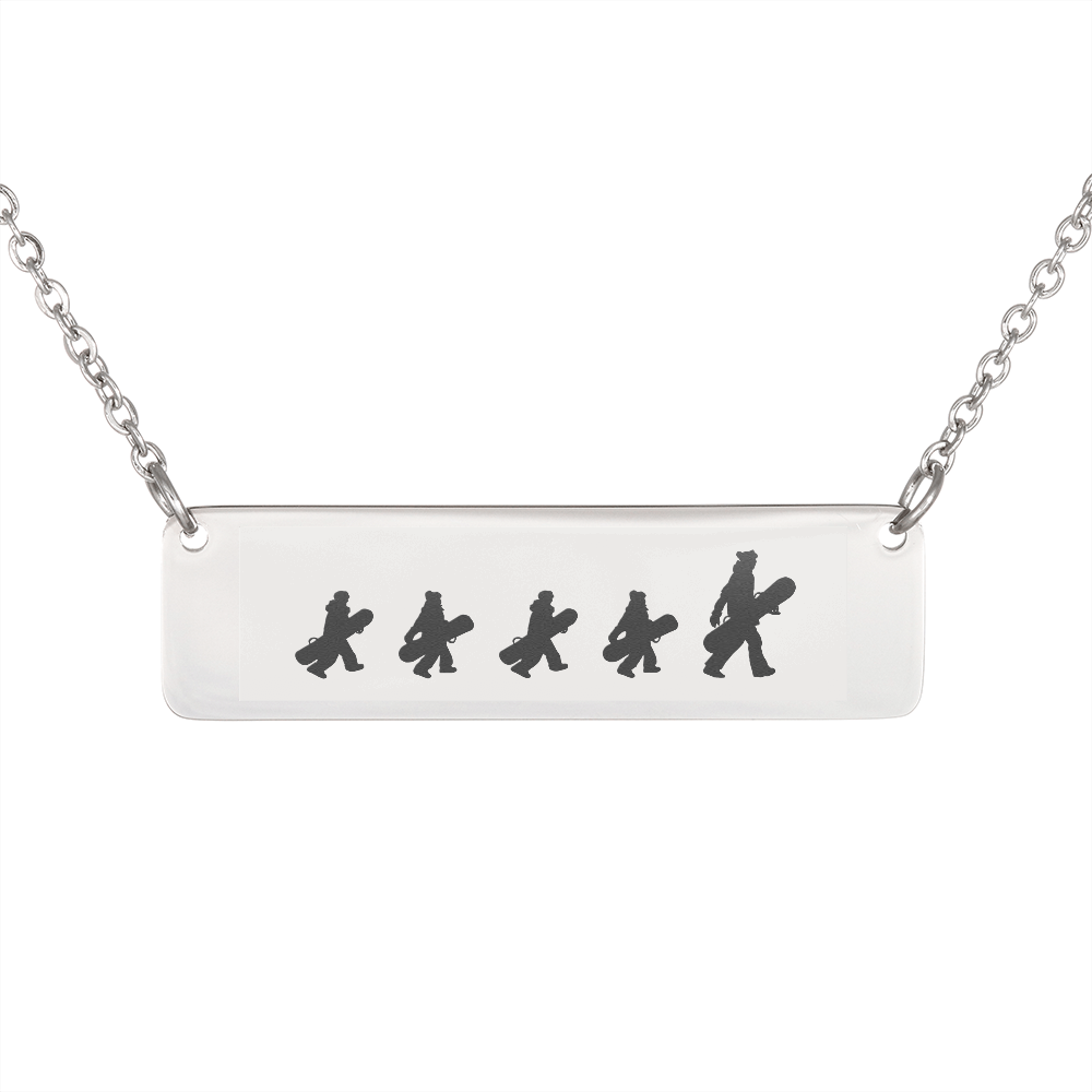 Walking Snowboarding Family - 1 Mom, 4 Kids | Personalized Bar Pendant Necklace - Powderaddicts