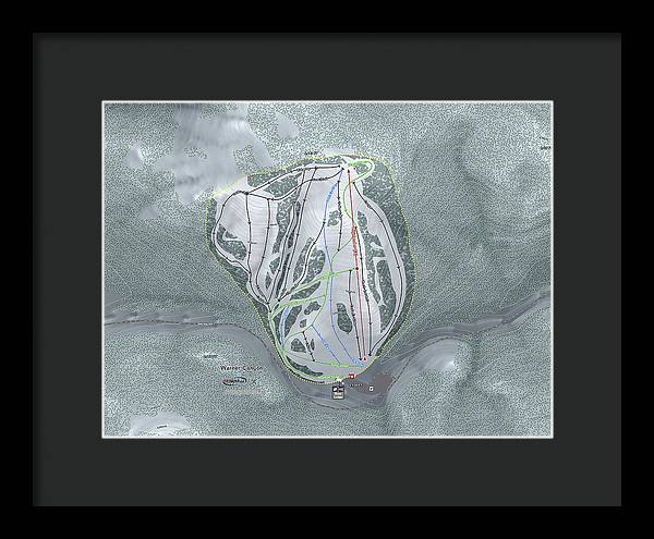 Warner Canyon Ski Trail Map - Framed Print - Powderaddicts