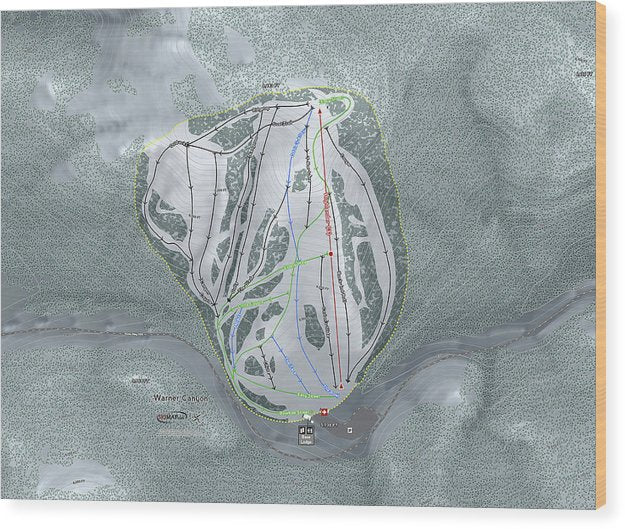Warner Canyon Ski Trail Map - Wood Print - Powderaddicts