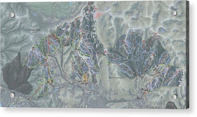 Wasatch Back Ski Trail Map - Acrylic Print - Powderaddicts