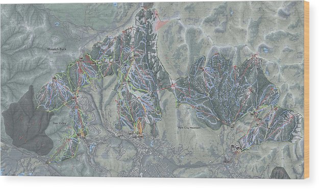 Wasatch Back Ski Trail Map - Wood Print - Powderaddicts