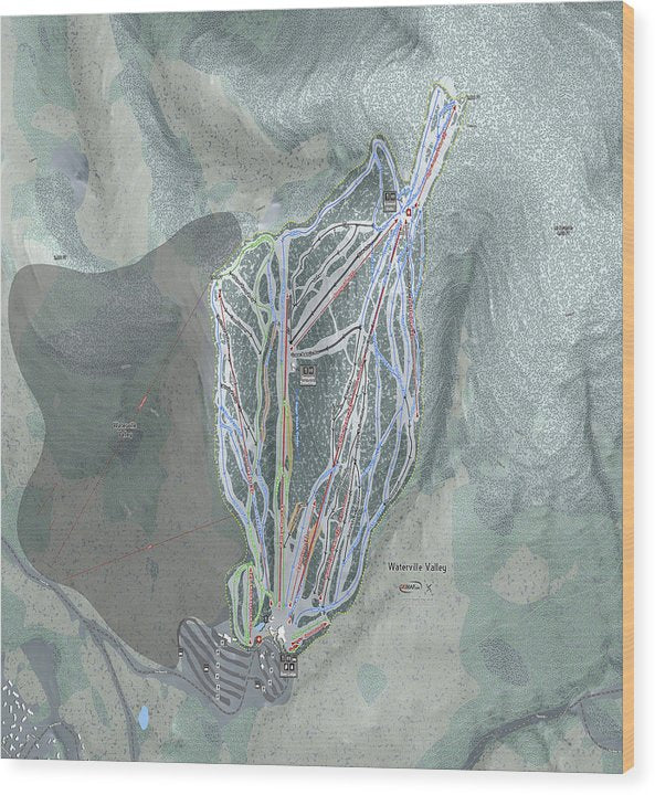 Waterville Valley Ski Trail Map - Wood Print - Powderaddicts