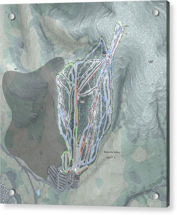 Waterville Valley Ski Trail Map - Acrylic Print - Powderaddicts