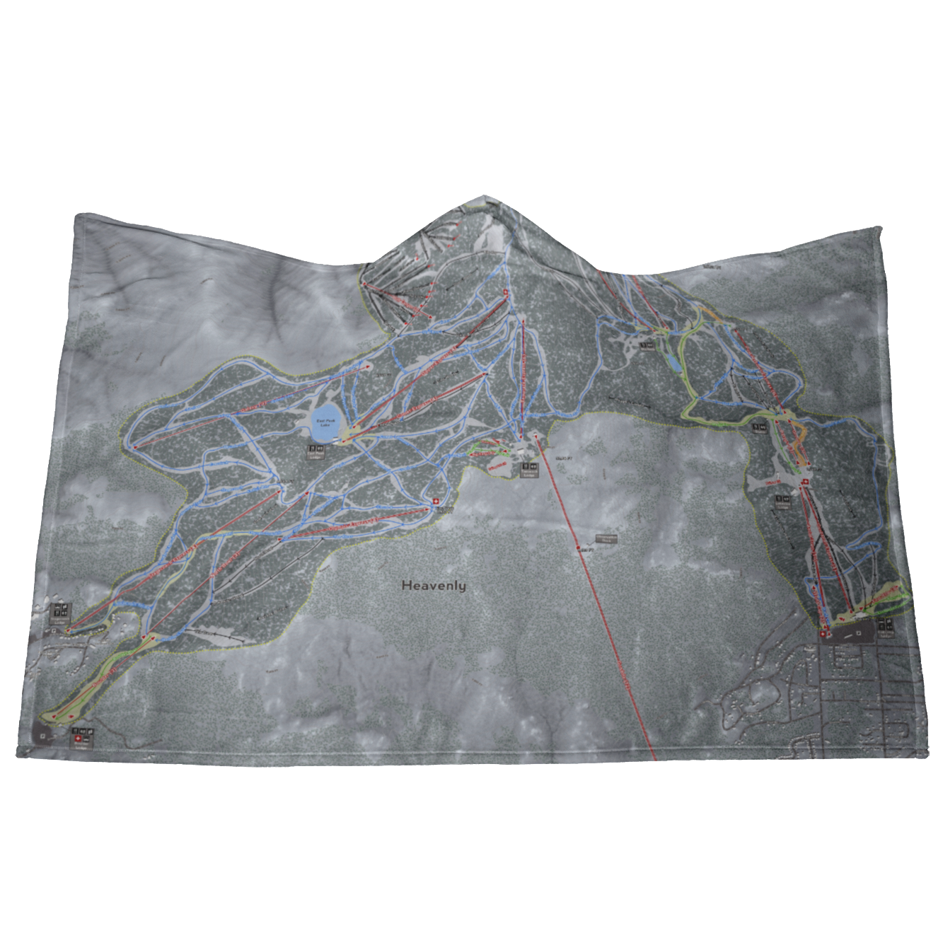 Heavenly, Nevada Ski Trail Map - Hooded Blanket - Powderaddicts