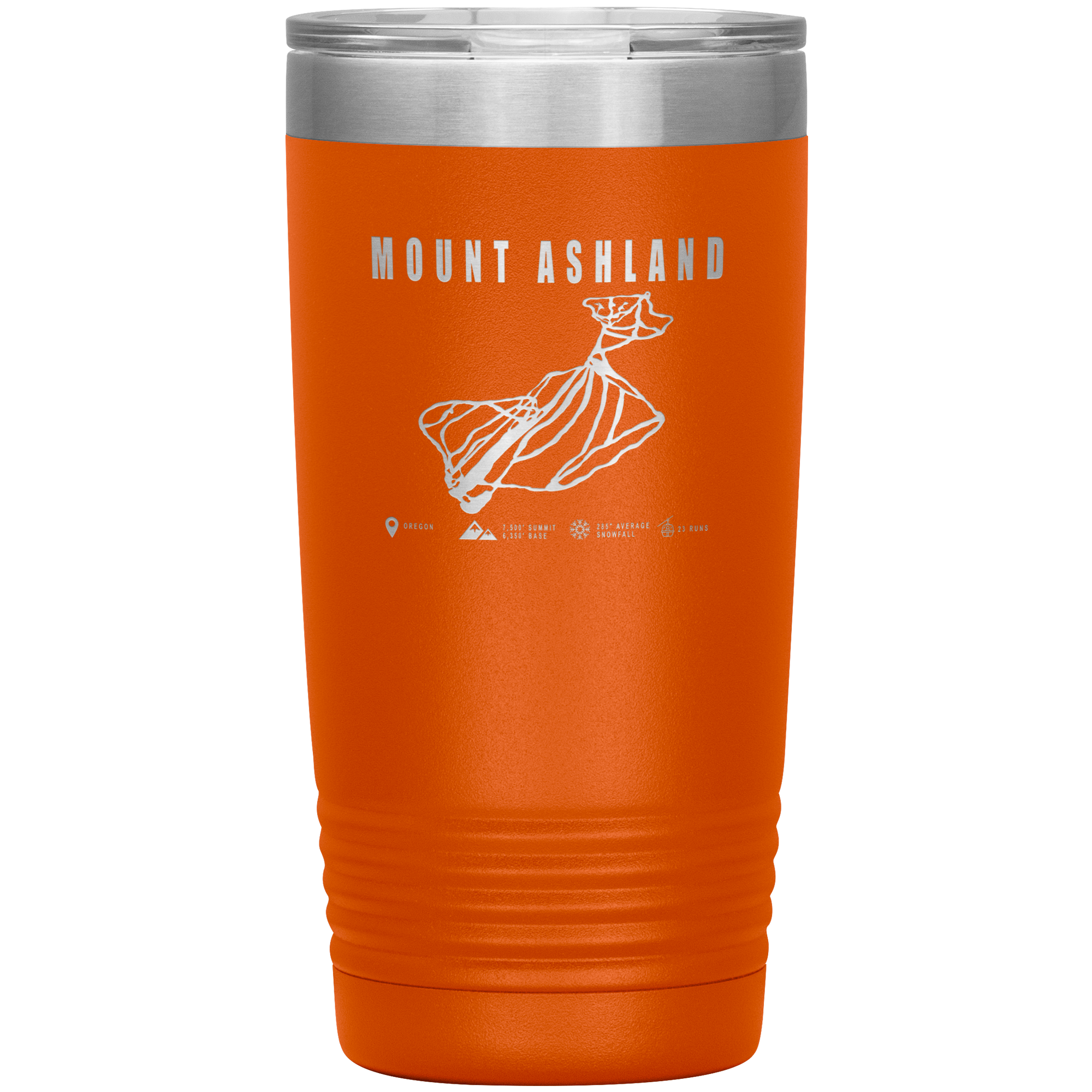 Mount Ashland, Oregon Ski Trail Map 20oz Tumbler - Powderaddicts