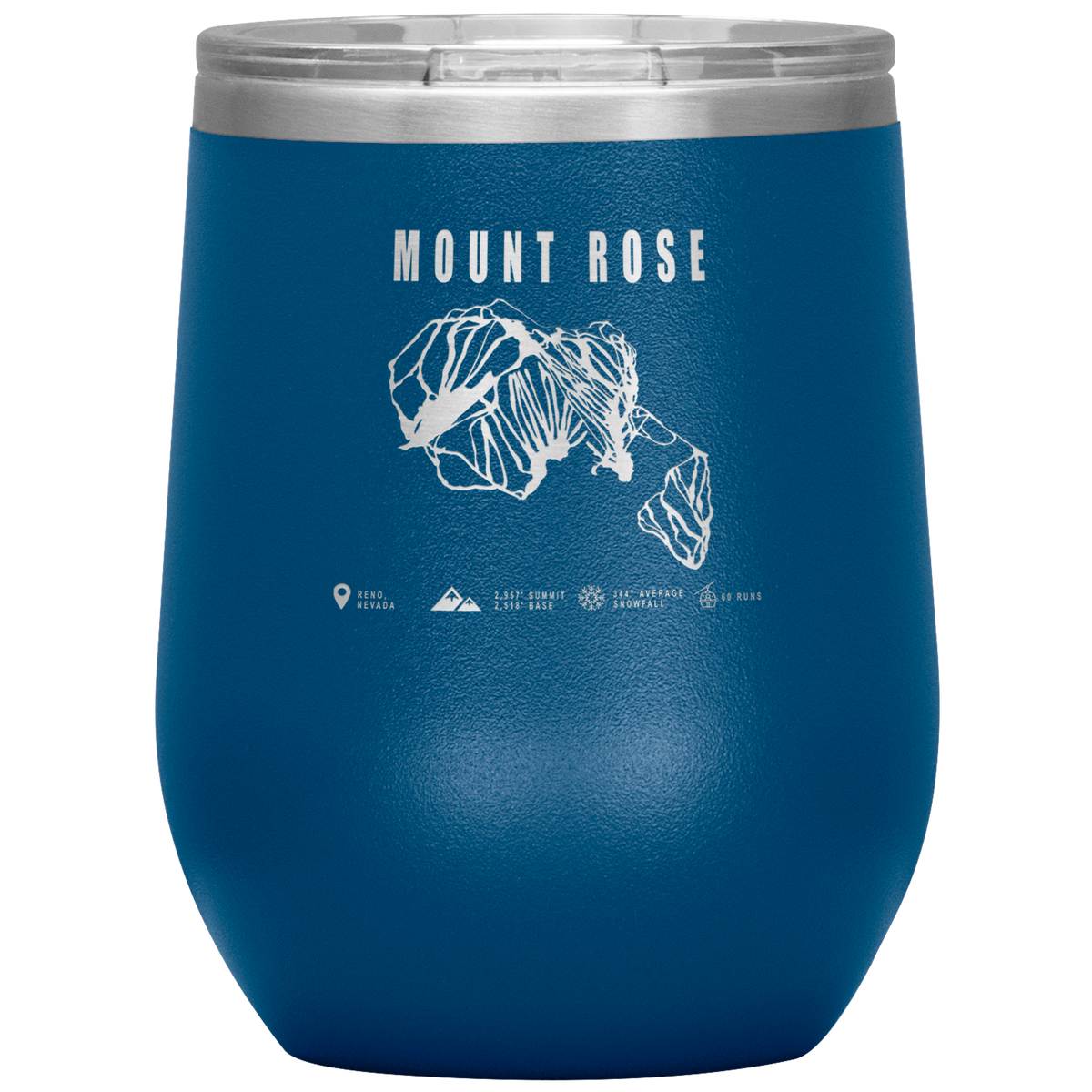 Mount Rose, Nevada Ski Trail Map Wine 12oz Tumbler - Powderaddicts