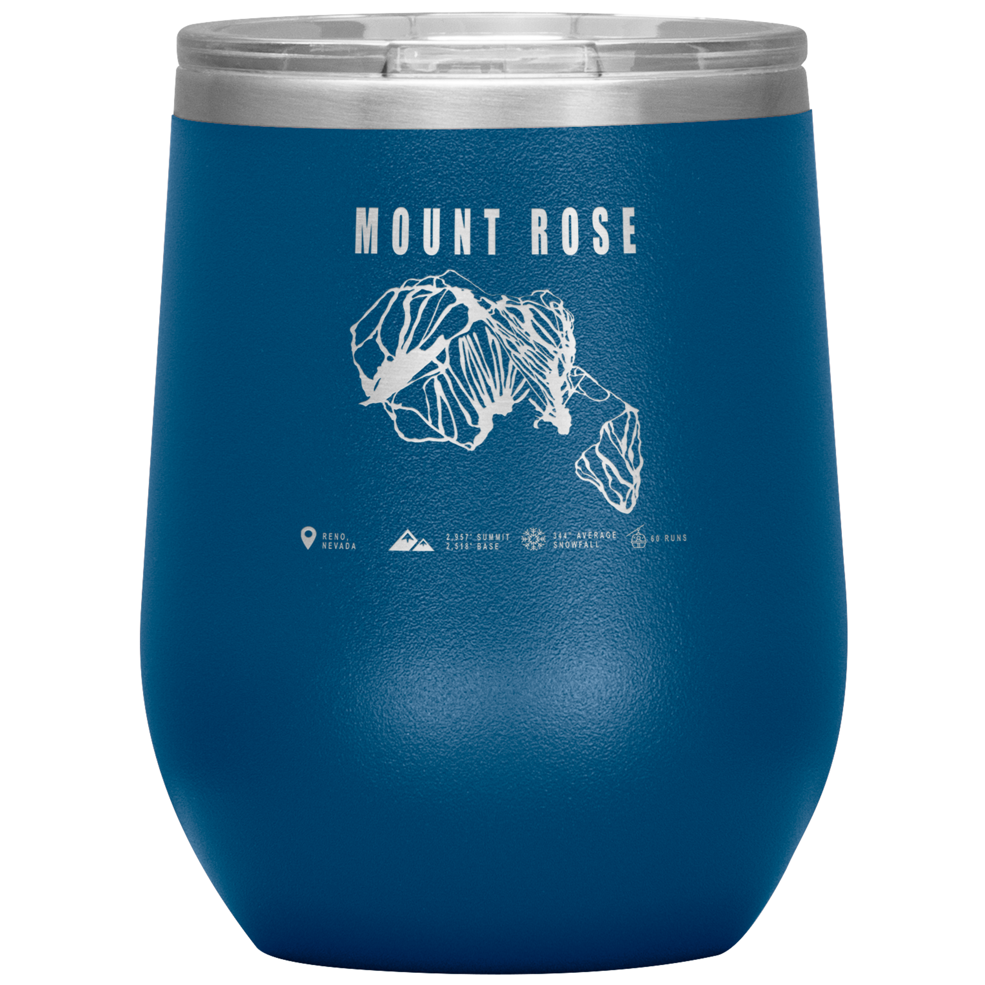 Mount Rose, Nevada Ski Trail Map Wine 12oz Tumbler - Powderaddicts