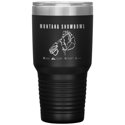 Montana Snowbowl, Montana Ski Trail Map 30oz Tumbler - Powderaddicts
