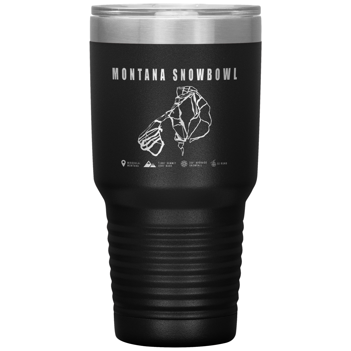 Montana Snowbowl, Montana Ski Trail Map 30oz Tumbler - Powderaddicts
