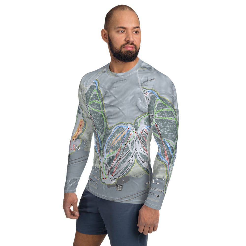 Welch Village, Minnesota Ski Trail Map Men's Base Layer Top - Powderaddicts